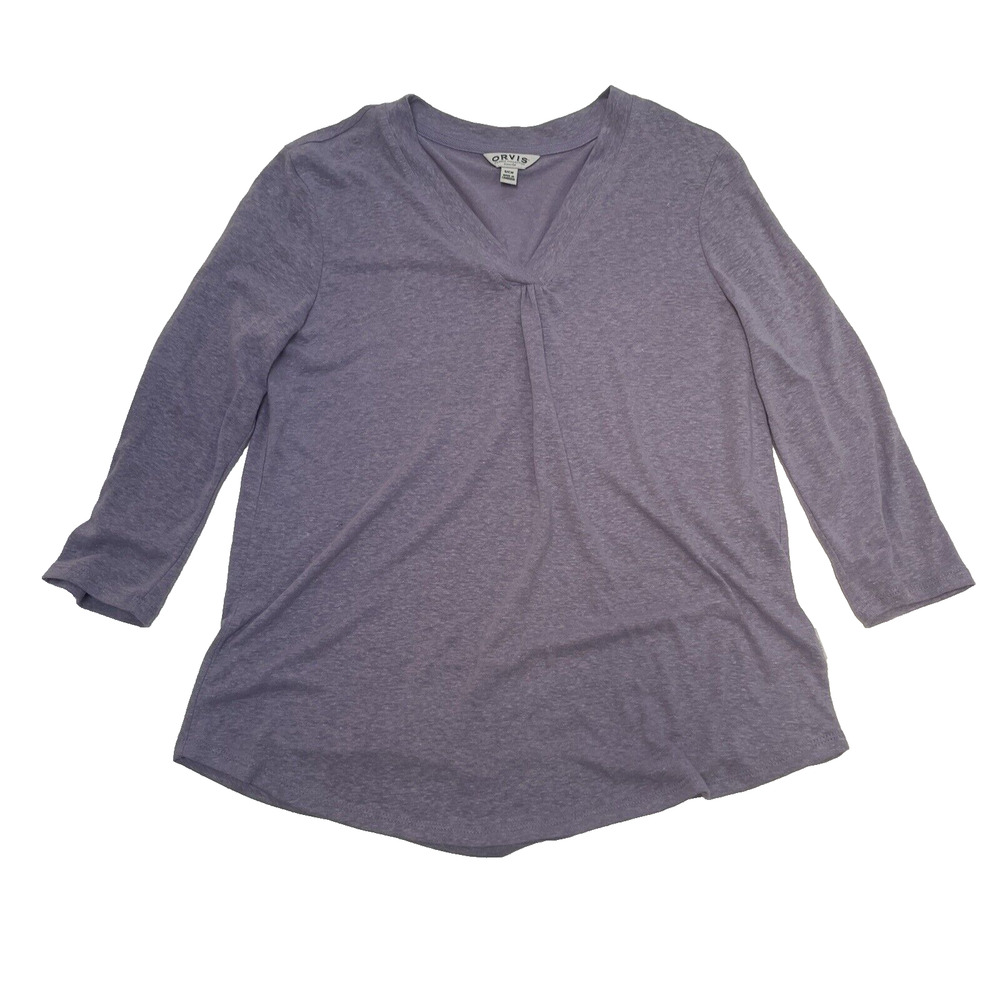 Orvis Shirt Womens Small Pullover PLum Purple Long Sleeve V Neck Ladies